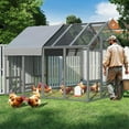 thumbnail image 6 of TIMHAKA 96” Outdoor Large Chicken Coop, Wooden Chicken Run w/ Cover for 12 Chickens, Gray, 6 of 8