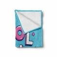 thumbnail image 2 of Pool Party Soft Flannel Fleece Throw Blanket, Cartoon Calligraphy Pool Party Text and Tiny Stars, Cozy Plush for Indoor and Outdoor Use, 50" x 60", Deep Sky Blue Pink, by Ambesonne, 2 of 6