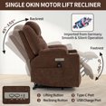 thumbnail image 6 of Power Lift Recliner Chair 350LB Capacity, Chenille Heavy Duty Massage Chair with Lumbar Heating, USB/Type-C Ports & Cup Holders, Perfect Gift for Parents, Brown, 6 of 12