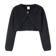 thumbnail image 3 of GYRATEDREAM Girls' Knitted Bolero Cardigan Sweater Kids Long Sleeve Button Closure Cropped Knitwear Cover Up for 6-7Y Black, 3 of 8