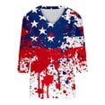 thumbnail image 4 of Xdegoge 4th Of July Tops for Women Patriotic Shirts USA American Flag Tropical Floral Print V Neck Three Quarter Sleeve Casual Loose Fit Summer Holiday Graphic Tees, 4 of 7