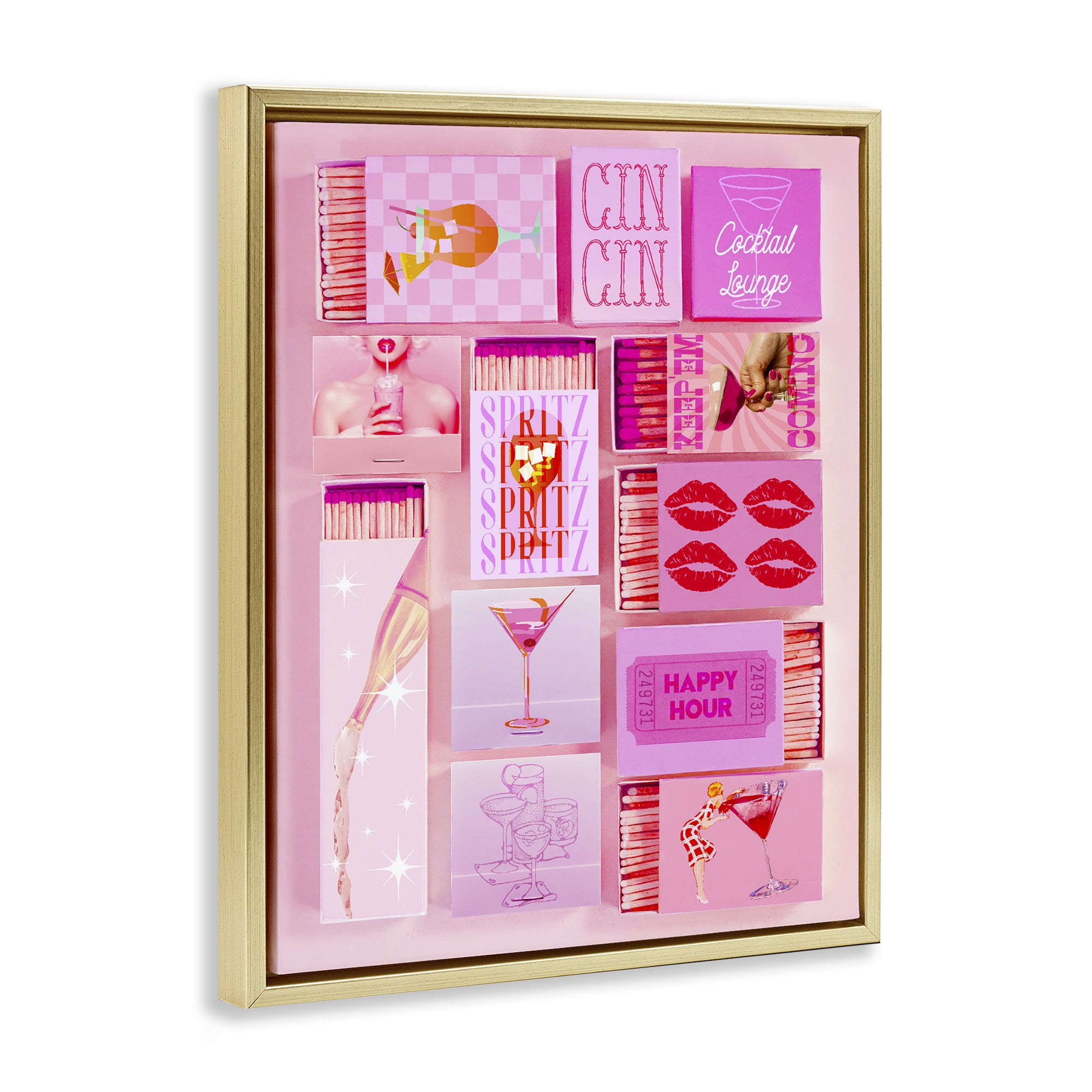 Feminine Glam Matches Gold Framed Floater Canvas Wall Art, design by Lil' Rue