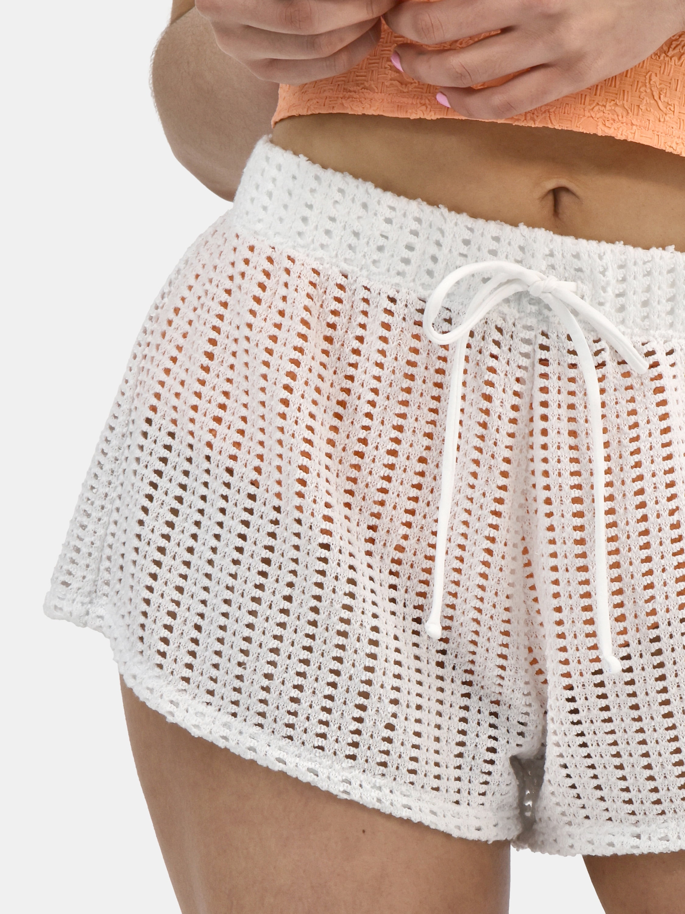 Celebrity Pink Women’s Crochet Cover-Up Shorts, 2'' Inseam, Sizes XS-2XL