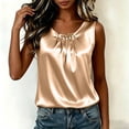 thumbnail image 4 of Women's Satin Sleeveless Tank Top, Elegant Pearl Detail Ruched Neck Camisole, Soft Stretch Office Work Layering Cami for Women XS-2XL, 4 of 4