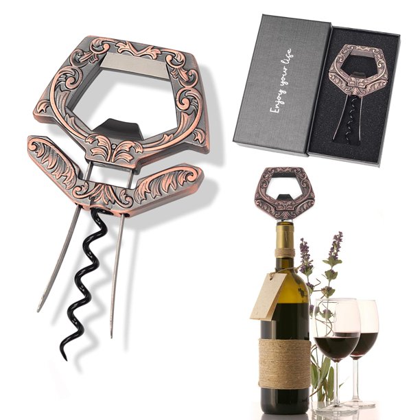 Abridor de vino KERHAND Ah So 3 en 1, removedor de corcho con dos puntas, cobre