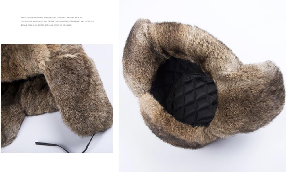 Earflap Trapper Hat for Winter Aviator Windproof Hat Ski Trooper Hat Cap Faux Rabbit Fur Cap for Men Women
