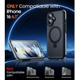 thumbnail image 2 of Magnetic for iPhone 16 Case Waterproof, [Built-in Ring Invisible Stand & Screen Protector][IP68 Underwater][Dropproof][Dustproof][Real 360] Shockproof Protective Phone Case 6.1'', 2 of 7