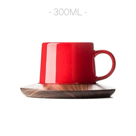 

Livesture Creative Mug Ceramic Mug Household Simple Pure Color Red Ceramic cup and coaster