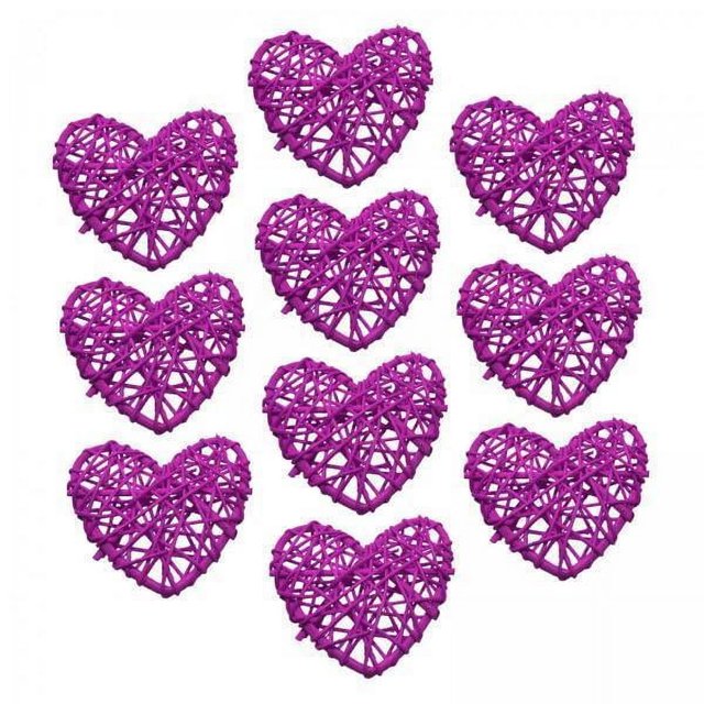 GUOOL 4x10Pcs Wicker Rattan Heart Shaped Balls Home Christmas Tree Hanging Ornaments Purple