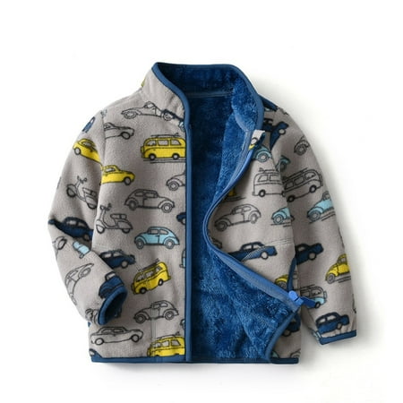 

TOOYOU Boys Coats Toddler Fleece Jacket Hooded Zipper Long Sleeve Thick Warm Winter Tops For Outdoor 12-18 Months