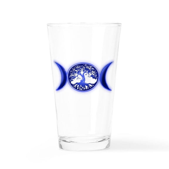 CafePress - Blue Tree Of Life Waxing Waying Moon Drinking Glas - Pint Glass, Drinking Glass, 16 oz. CafePress