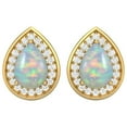 thumbnail image 4 of Mooneye 7x5mm Pear Shape Opal 925 Sterling Silver Gold Vermeil Solitaire Women Wedding Stud Earrings, 4 of 4