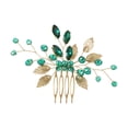 thumbnail image 1 of Zhuge Horquillas para el pelo de boda con flores para novias, peinetas con perlas de cristal,joyas con diamantes de imitación para novias, damas de honor y mujeres (verde), 1 of 5