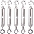 thumbnail image 1 of Tensores de cable de acero inoxidable - Juego de 5, ganchos M6 para cercas de 6 mm, tensores de cuerda de grado 304 ajustables, ideales para cercas de jardín y tendederos, 1 of 5