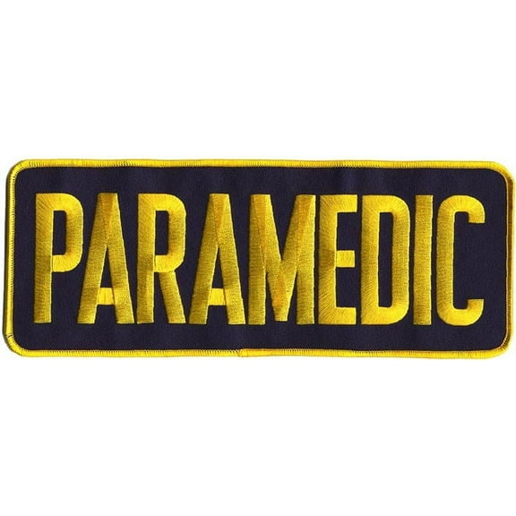 Hero's Pride PARAMEDIC Back Patch, Medium Gold on Navy, 11x4", Sew-On
