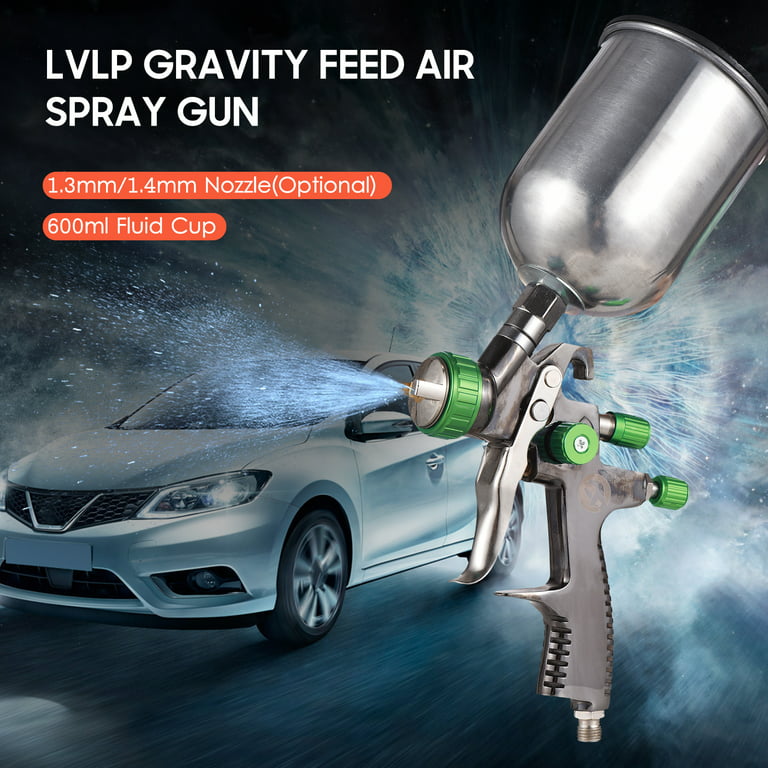 Andoer LVLP Gravity Feed Air Spray Mini Paint Spraying Kit 1.3mm Nozzle  600ml Fluid Cup Air Paint Sprayer for Painting Car Furniture Wall 