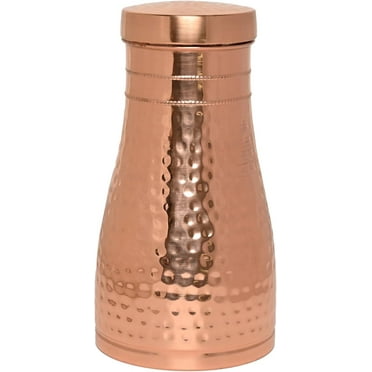Pure Copper Carafe 1 Liter – Ayurvedic Water Pitcher for Health & Wellness | Hammered Finish | Bedside Use | Handcrafted in India | Tumbler Included