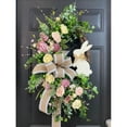 thumbnail image 5 of Easter Door Wreath Decorations, 19 inches Easter Wreaths for Front Door Decorations Bunny Burlap Leaves Reef Flower Wreath Garland, 5 of 8