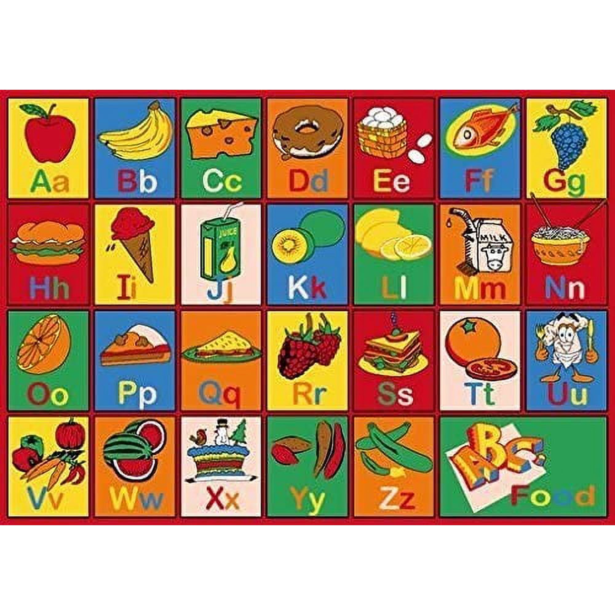 Champion Rugs 8x10 Kids Area Rug ABC Food Learning/Playtime Carpet (7ft4in.x10ft4in.) (8 Feet X 10 Feet)