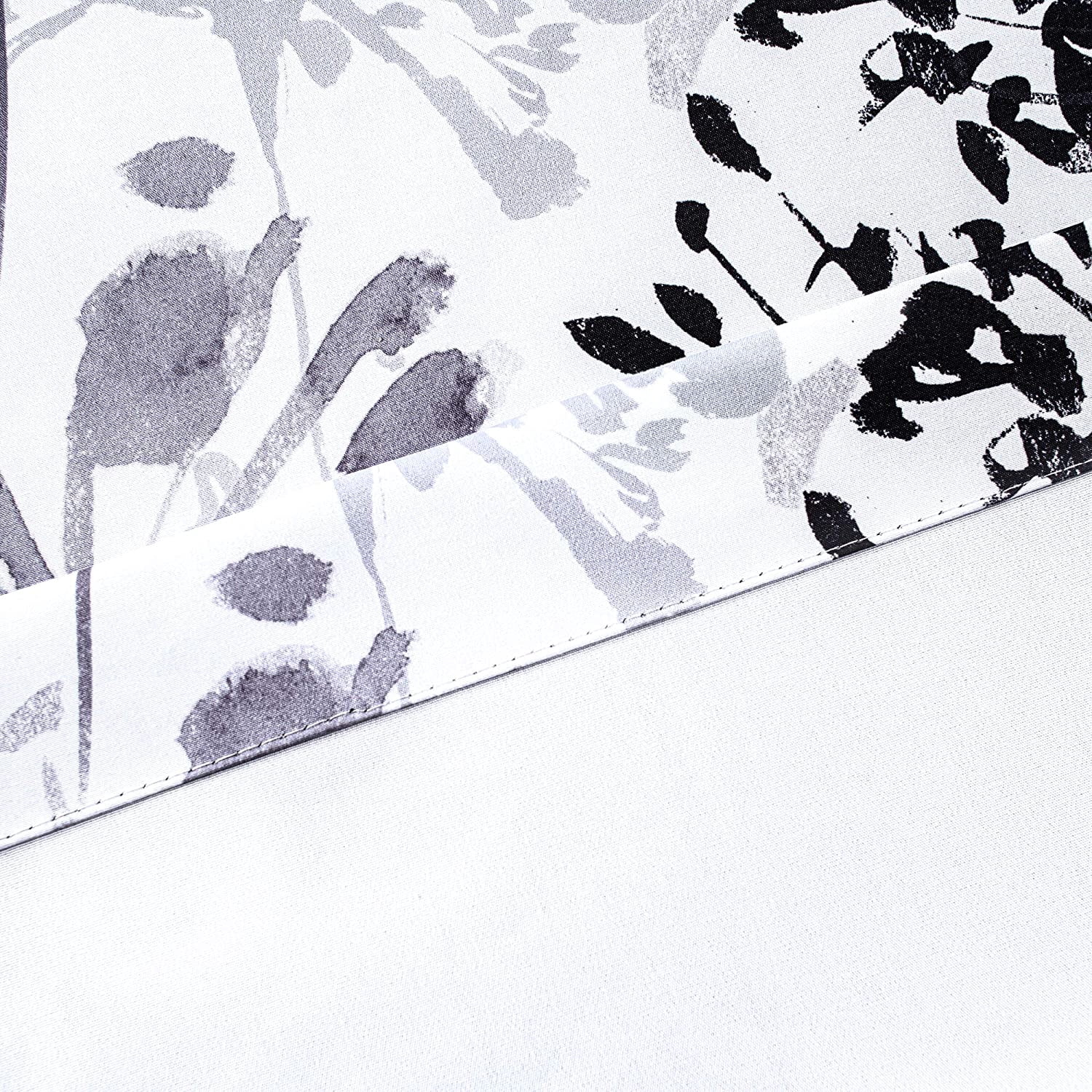 DriftAway Acacia Floral Blossom Watercolor Printed 100 Percent Blackout Thermal Insulated Window Curtain Valance Rod Pocket Single, 52" x 24" Plus 2" Header, Gray
