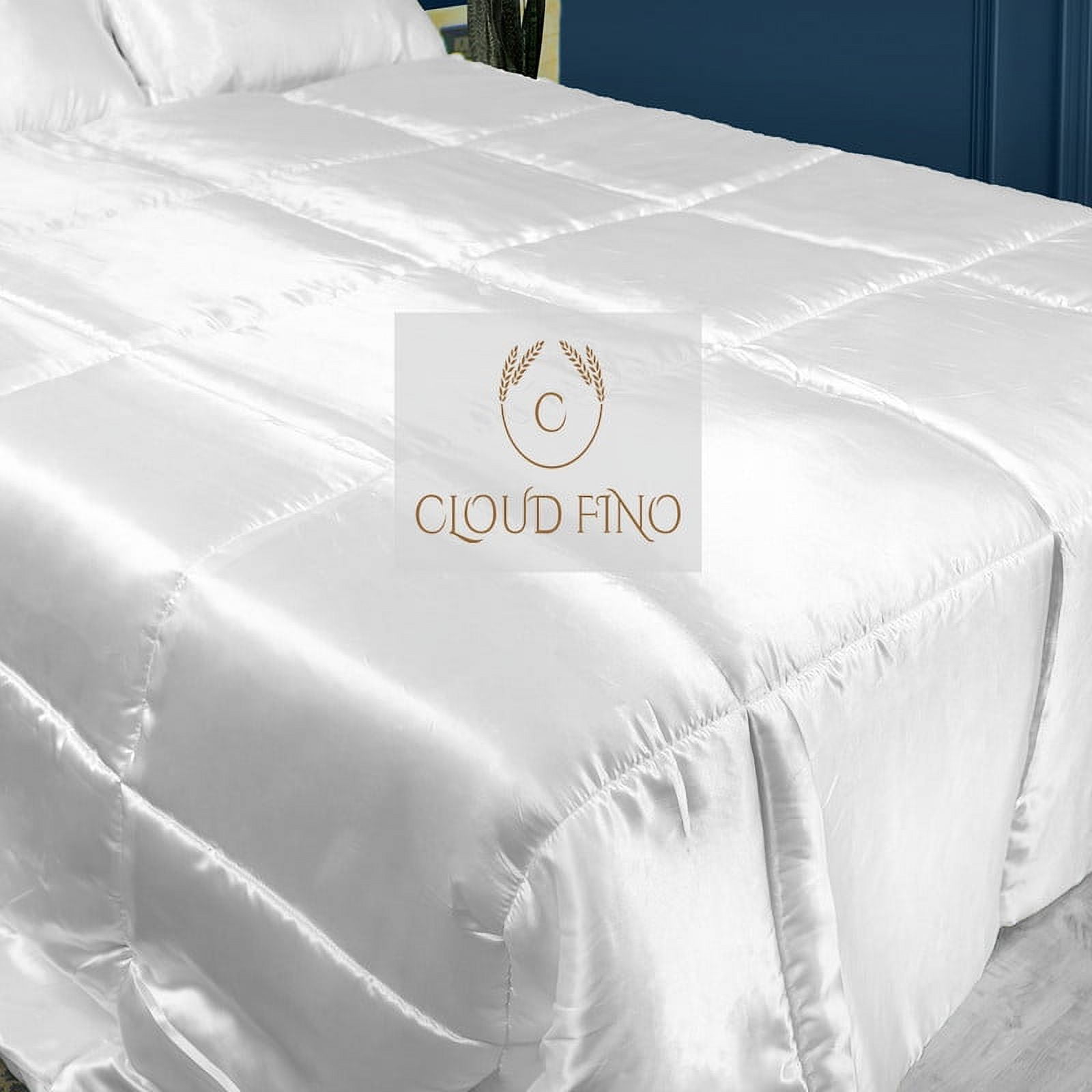 Cloud Fino Silk Satin Comorter | Box Stitched | 300 GSM Filling | All-Season Comforter | Luxurious Hotel Quality Quilt (Burgundy,Full/Queen)