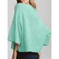 thumbnail image 4 of Short Sleeved Solid Color Women Casual Crewneck Knit Crop Sweater Tops, 4 of 5