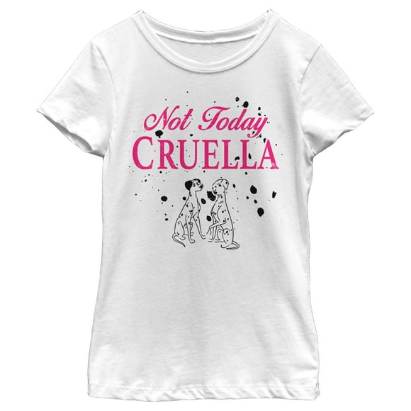 Girl's One Hundred and One Dalmatians Not Today Cruella  T-Shirt - White - Small