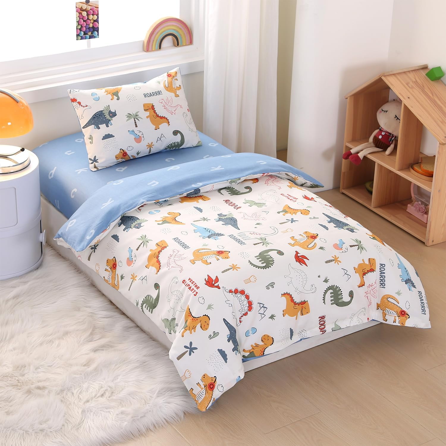 Shiyou Ensemble de Literie pour Lit de Bébé Dinosaure Pcs, Coton