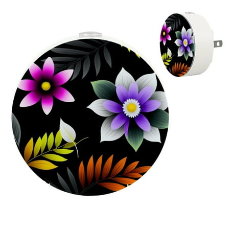 

YZUOUZY Night Lights Plug into Wall Lamps for Bedroom Bedroom Lamps Set of 2 Plant Leaf Flower Pattern