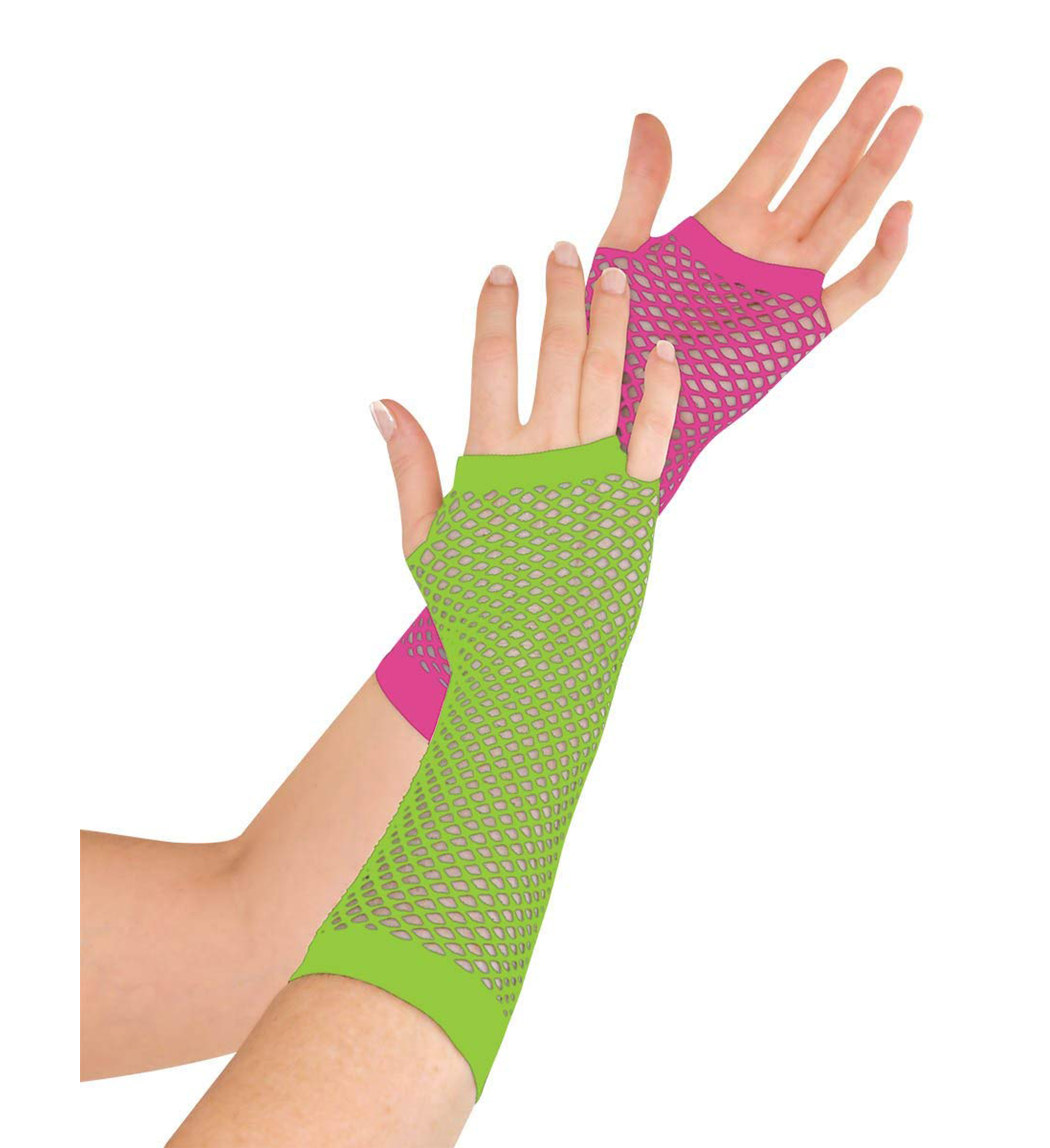 Amscan Amscan Deluxe Long Pink and Green Neon Gloves Party Supplies and Decorations