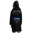 thumbnail image 6 of TiaoBug Kids Boys 3Pcs Boxing Satin Hooded Boxing Robes with Boxer Shorts Punching Sparring Gloves Set Black&Blue 10, 6 of 7