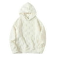 thumbnail image 2 of Momasggi Mens Fuzzy Sherpa Hoodie Plaid Jacquard Long Sleeve Pullover Sweatshirts Fall Winter Warm Fleece Hooded Sweatshirt White S, 2 of 8