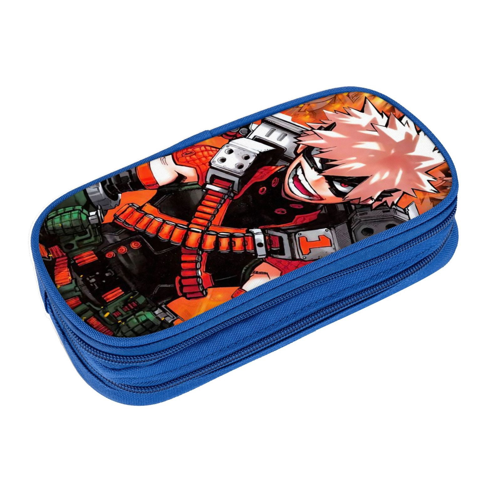 My Hero Academia Pencil Case Large Capacity Pencil Pouch Pen Bag Office Stationery Organizer Travel Makeup Bag Blue