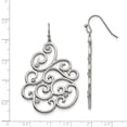 thumbnail image 4 of Stainless Steel Polished Filigree CZ Dangle Shepherd Hook Earrings; for Adults and Teens; for Women and Men, 4 of 4