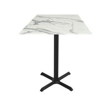 Holland Bar Stool 42" Tall OD211 Indoor/Outdoor All-Season Table with 36" x 36" Square White Marble Top