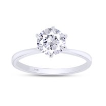 1 1/2 ct. t.w 7.5MM Round Cut Lab Created Moissanite Diamond Solitaire Engagement Ring For Women In 14K Solid White Gold (G-H Color, VVS1 Clarity, 1.50 Cttw)-8.5