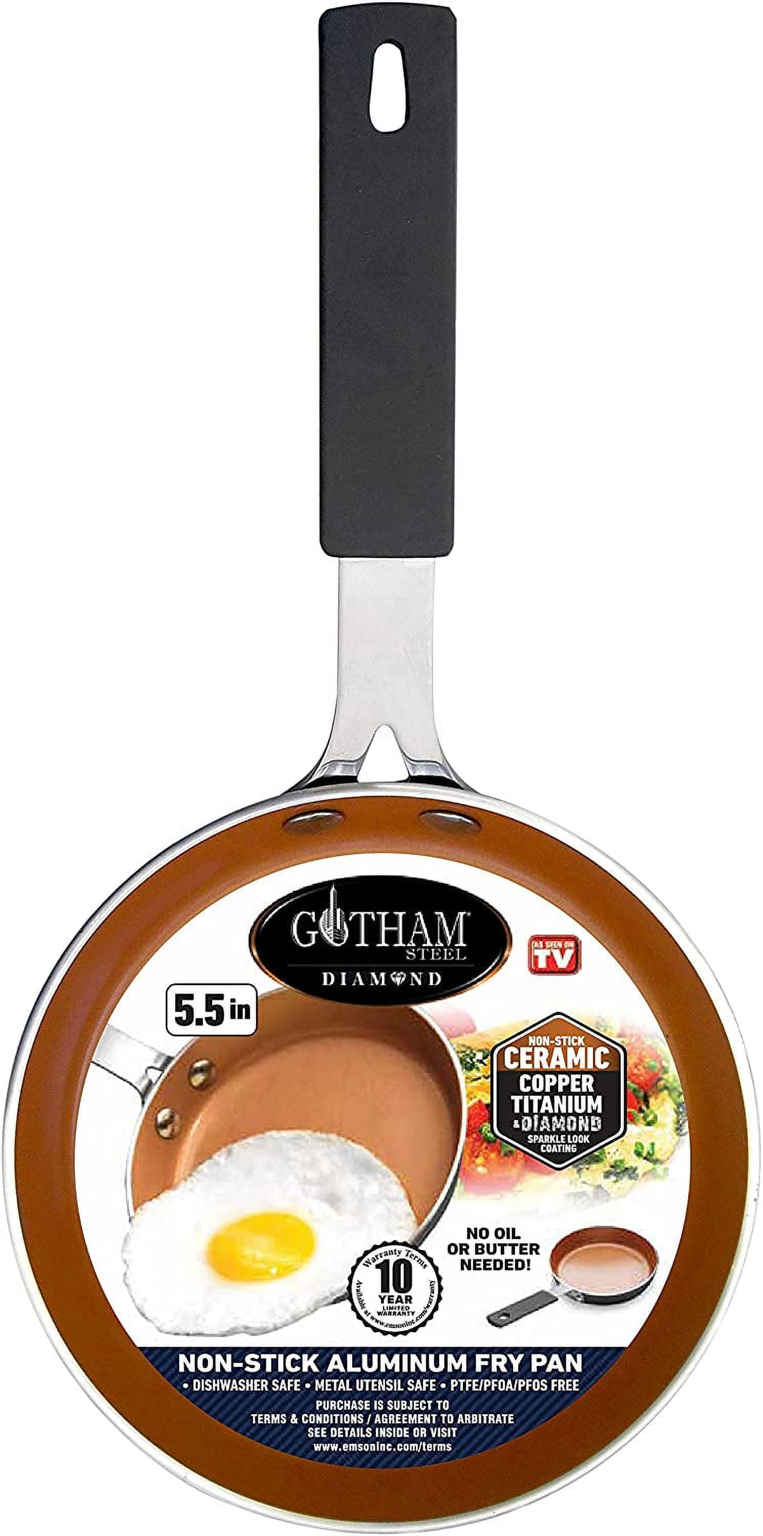 Gotham Steel Mini Egg and Omelet Pan with Ultra Nonstick Titanium & Ceramic  Coating - 5.5, Dishwasher Safe, Stay Cool Handle