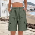 thumbnail image 5 of Kelon Women's Shorts, Linen Shorts for Women Knee Length Casual Comfy Shorts Summer Trendy Mid Waisted Drawstring with Pockets 2026, S, 5 of 6