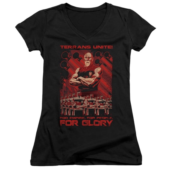 Star Trek Terrans Unite Junior Women's V-Neck T-Shirt Black