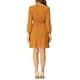 thumbnail image 3 of Vestido de gasa naranja con cuello en V y media manga para mujer Inspire Chic, corte A, sólido y lindo, talla XS, 3 of 6