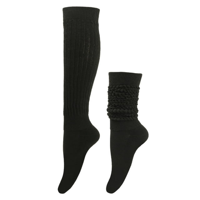 Unatoiry 2piece Durable And Long Service Life Slouch Socks For Family Polyester Warmth Smooth Surface Extra Stably Fixed Black 1Set