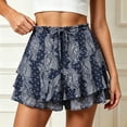 thumbnail image 2 of Womens Festival Shorts Skirts Tie Front Casual Breathable Summer Shorts Holiday Outfits, 2 of 4