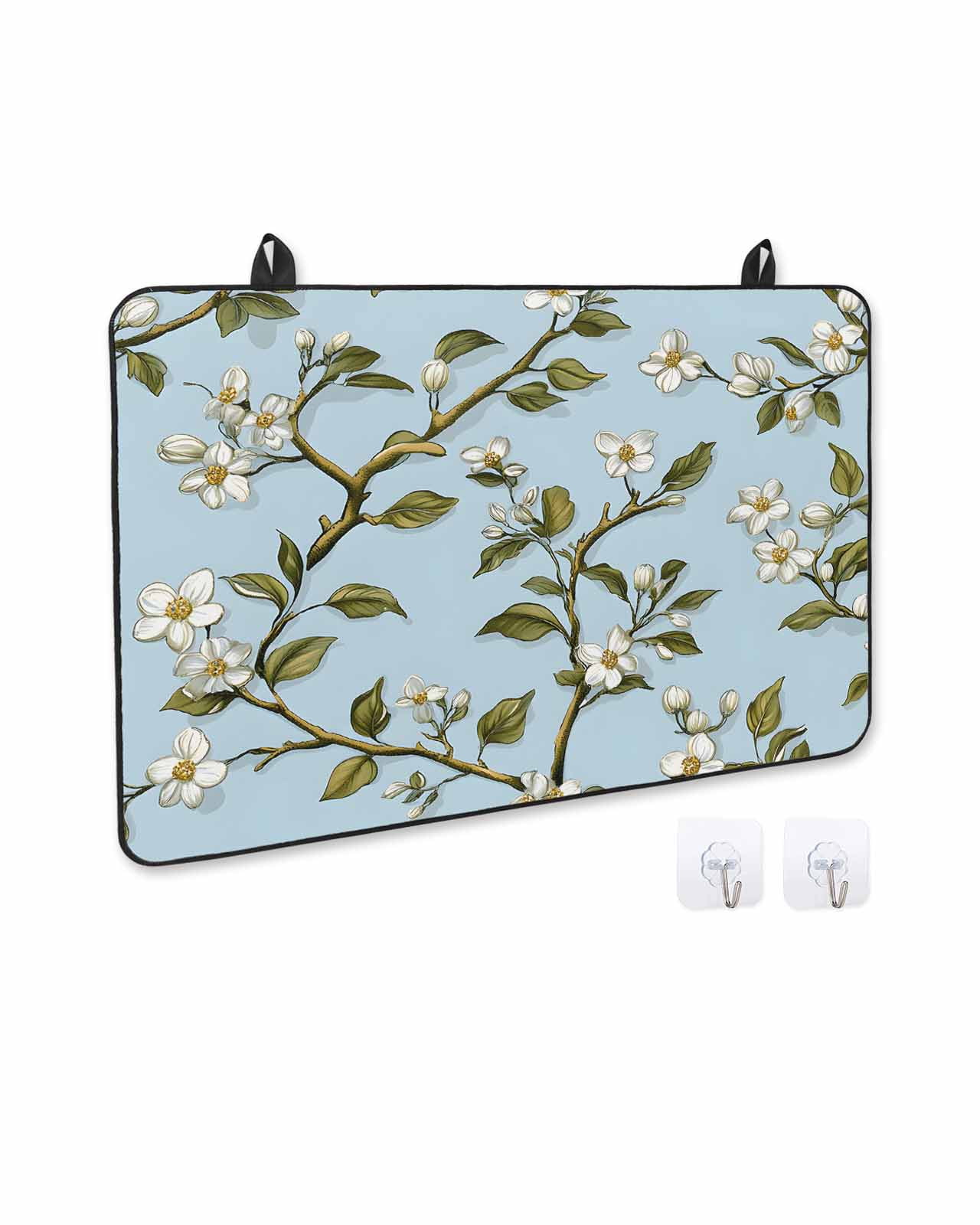 nqOlkjepod Large Induction Cooktop Protector Mat 24"x21", Watercolor Flower Stove Top Covers for Electric Stove, Blooms Wildflower Garden Motifs Floral Stove Burner Cover Mats, Glass Top Stove Cover