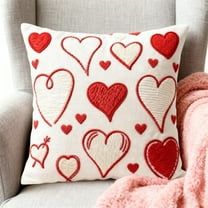 Valentine's Day Heart Decorative Pillow Cover - Romantic Couple Gift, Soft Washable Cushion Cover for Sofa, Couch, Bedroom, and Festive Home Decor to Enhance Valentine’s Atmosphere, 17.71*17.71in, C