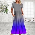 thumbnail image 1 of LOVZFMLL Robe d'Été Décontractée pour Femme à Manches Courtes et Col Ras du Cou, Robe Longue Fluide à Étages pour la Plage avec Poches, Robe à Imprimé Dégradé Multicolore G, 1 of 7