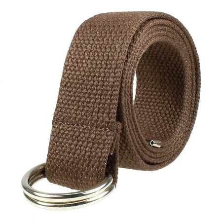 Gelante Canvas Web D Ring Belt Silver Buckle Military Style for men & women 1 or 3 pcs&nbsp;2052-Coffee (S/M)
