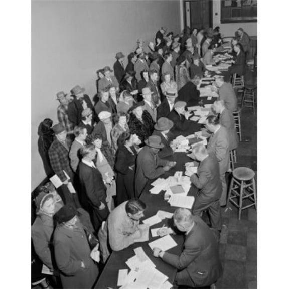 Elevated View of People in Queue Poster Print - 18 x 24 in.