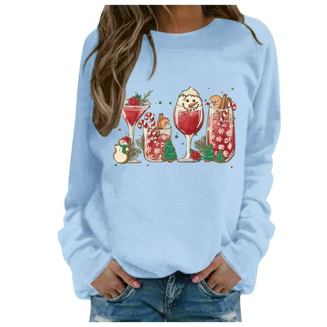 VBARHMQRT Chandail à Capuchon Épais pour Femmes Automne Hiver Noël Snowman Imprimé en Verre