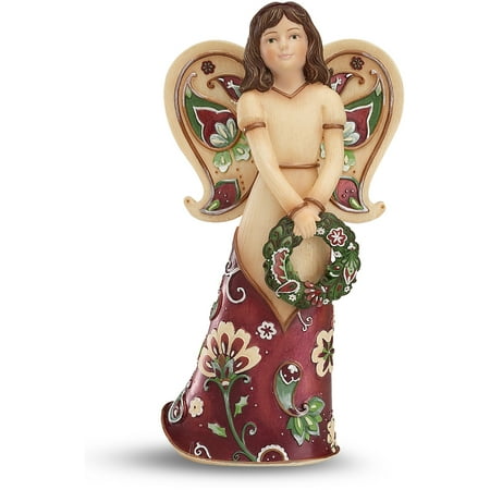 Happy Holidays Wreath - Pavilion- Happy Holidays Angel Figurine Holding Wreath Religious Christmas Decor 5.5