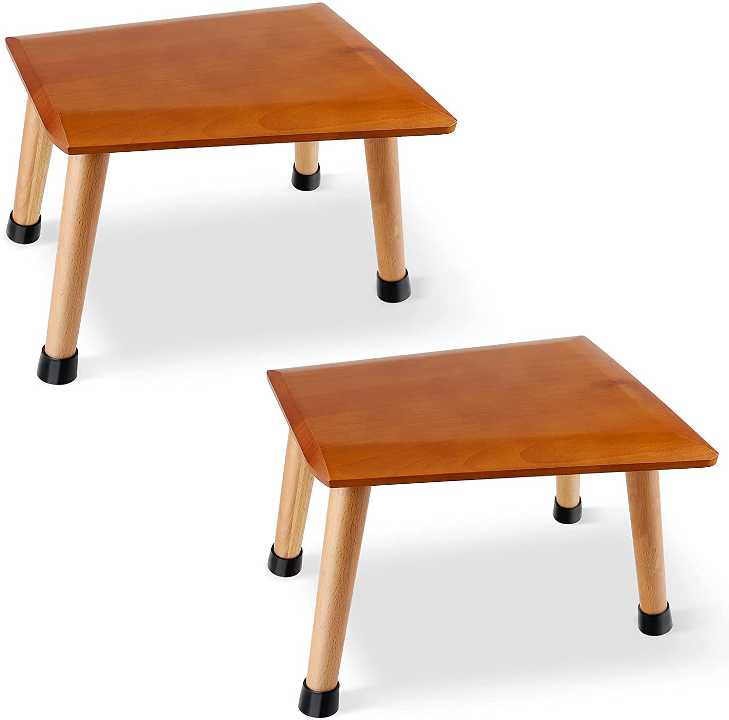 2 Pack Solid Wooden Stool, MultiPurpose Stool with 380 Pounds Load